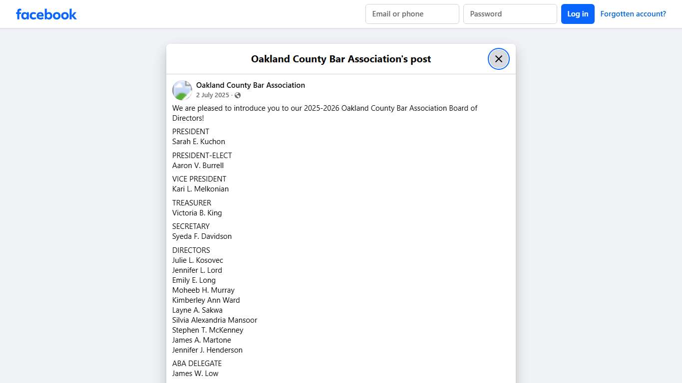 We are pleased to... - Oakland County Bar Association Facebook